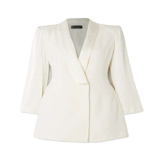 Damen Elegantes tailliertes Blazerkleid mit Schalkragen und tiefem V‑Ausschnitt Nord Taschen