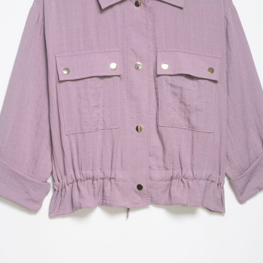 Damen Utility-Overshirt-Jacke mit Kordelzug und aufgesetzten Taschen Nord Taschen