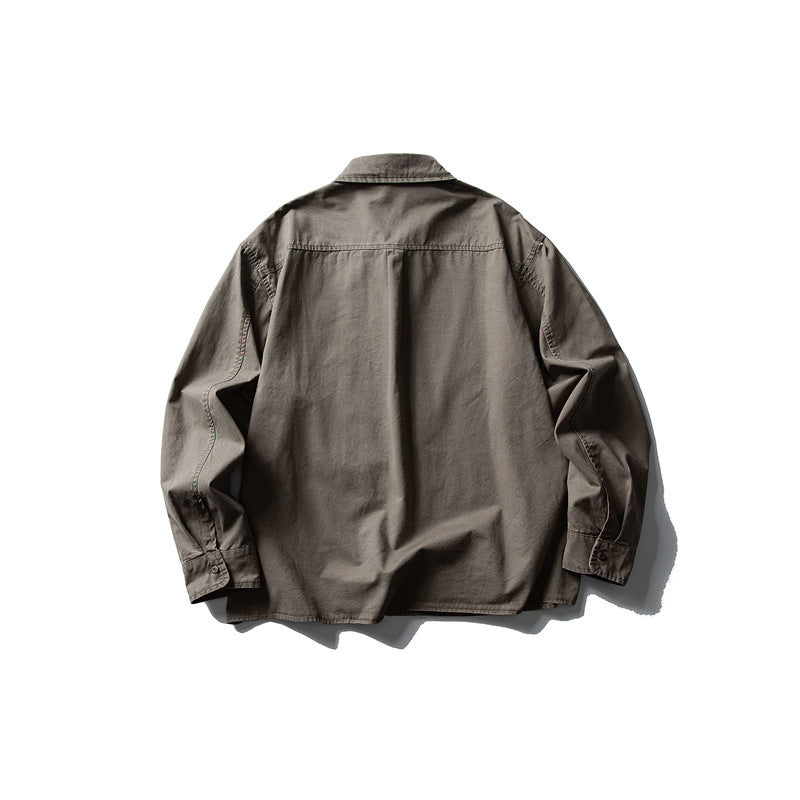 Herren Oversize-Hemdjacke aus robustem Baumwoll-Twill mit aufgesetzter Brusttasche und geradem Saum Nord Taschen