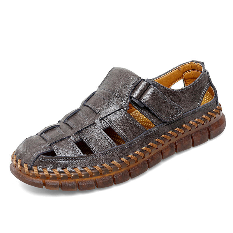 Herren Atmungsaktive Ledersandalen mit komfortablem Klettverschluss