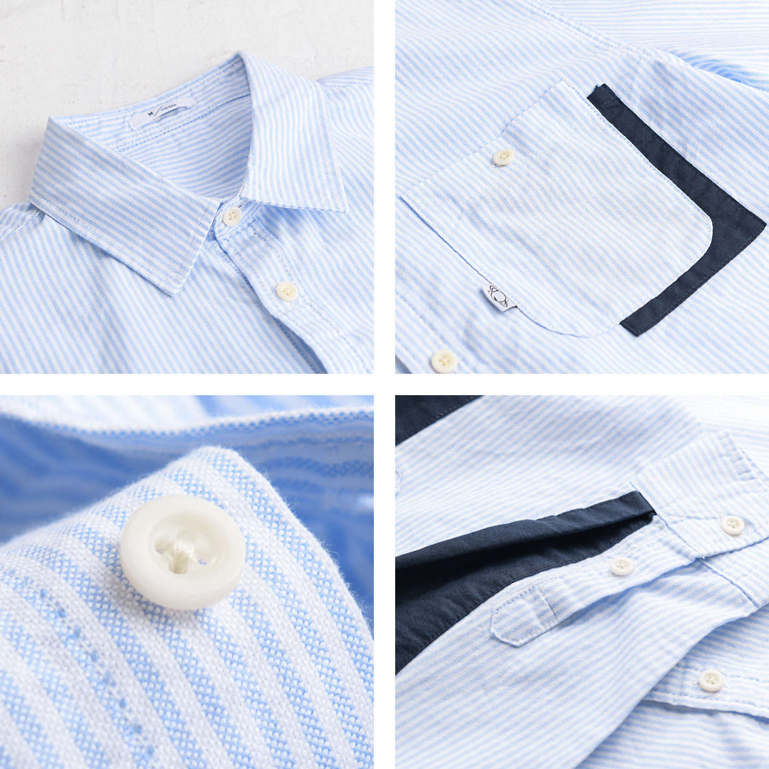 Herren Gestreiftes Overshirt‑Hemd mit Kontrast‑Ellbogenpatches und aufgesetzter Brusttasche Nord Taschen
