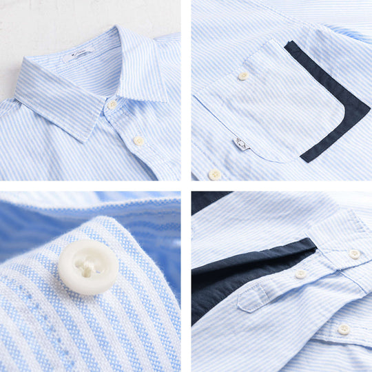 Herren Gestreiftes Overshirt‑Hemd mit Kontrast‑Ellbogenpatches und aufgesetzter Brusttasche Nord Taschen