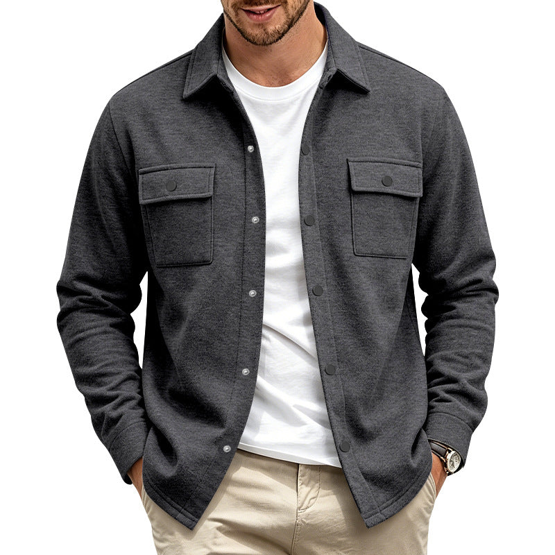 Herren Overshirt-Jacke aus Baumwollmischung mit Druckknöpfen und doppelten Brusttaschen Nord Taschen