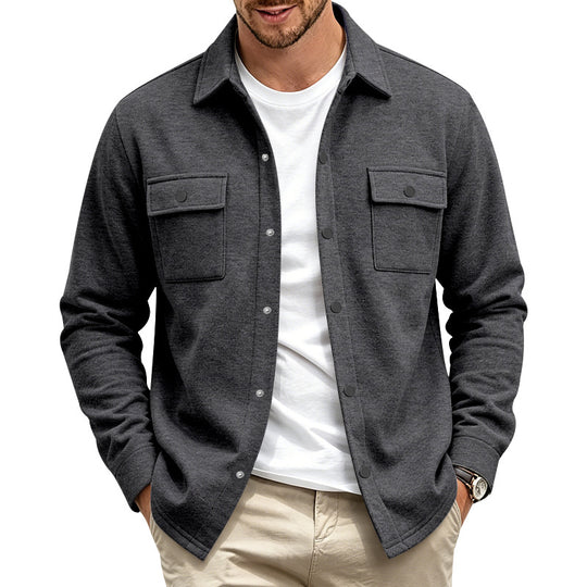 Herren Overshirt-Jacke aus Baumwollmischung mit Druckknöpfen und doppelten Brusttaschen Nord Taschen