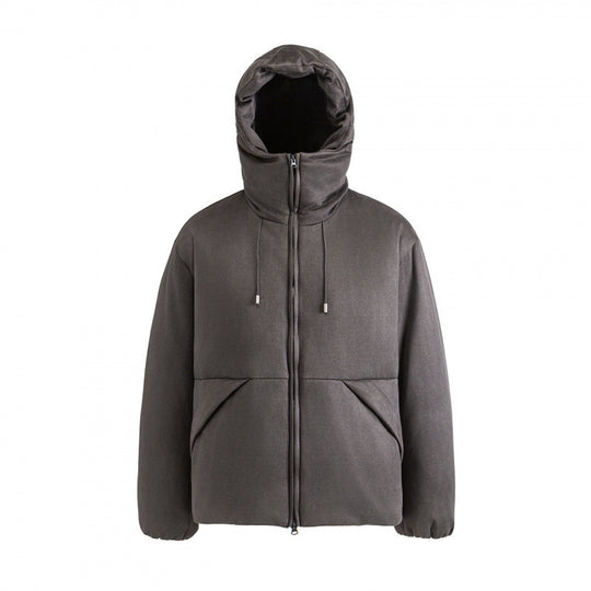 Unisex Wattierte Kapuzenjacke im Boxy‑Cut mit hohem Schalkragen und Kängurutaschen Nord Taschen