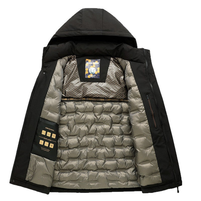 Herren Wattierte Kapuzenjacke mit 3D-Quilt-Innenfutter und wasserabweisender Außenhülle Nord Taschen