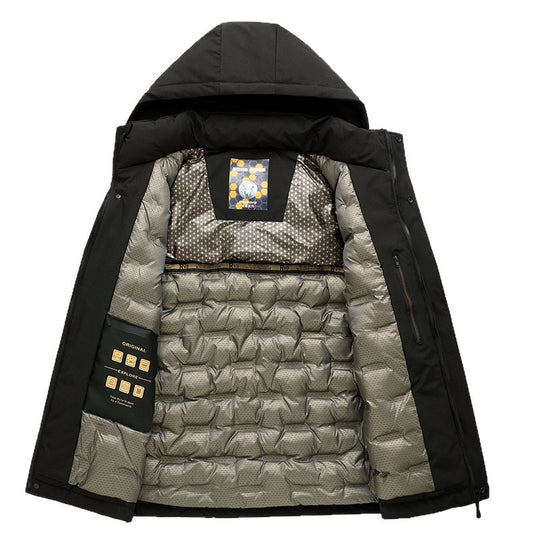 Herren Wattierte Kapuzenjacke mit 3D-Quilt-Innenfutter und wasserabweisender Außenhülle Nord Taschen