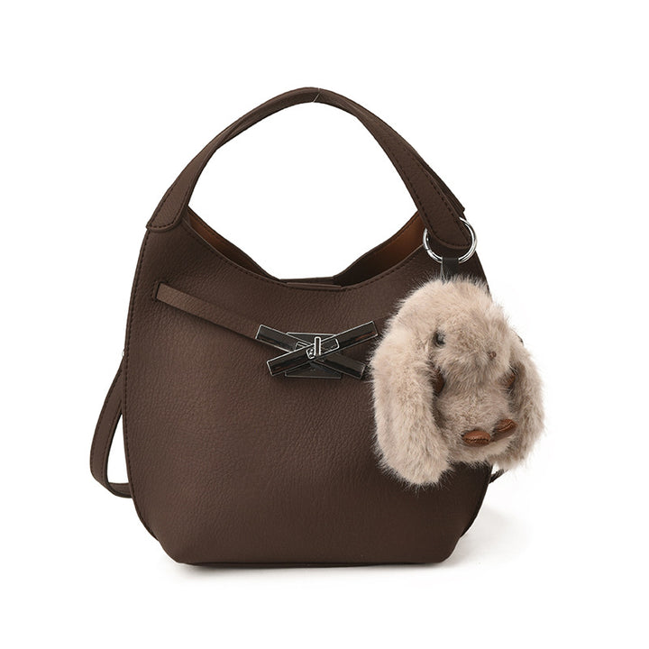Damen modische Henkeltasche mit plüschigem Anhänger Nord Taschen