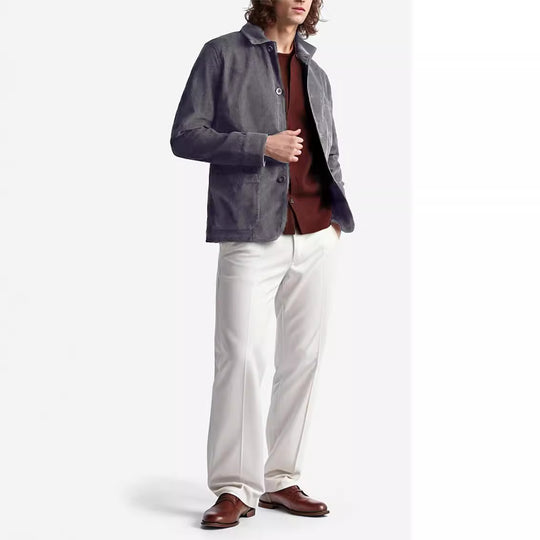 Herren Cord-Workerjacke mit Hemdkragen und aufgesetzten Taschen Nord Taschen