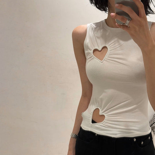 Damen modisches Trägershirt mit herzförmigem Cut-out und figurformendem Schnitt Nord Taschen
