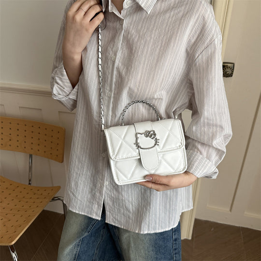 Damen Mini-Handtasche mit dekorativer Steppung und verspieltem Katzenmotiv Nord Taschen