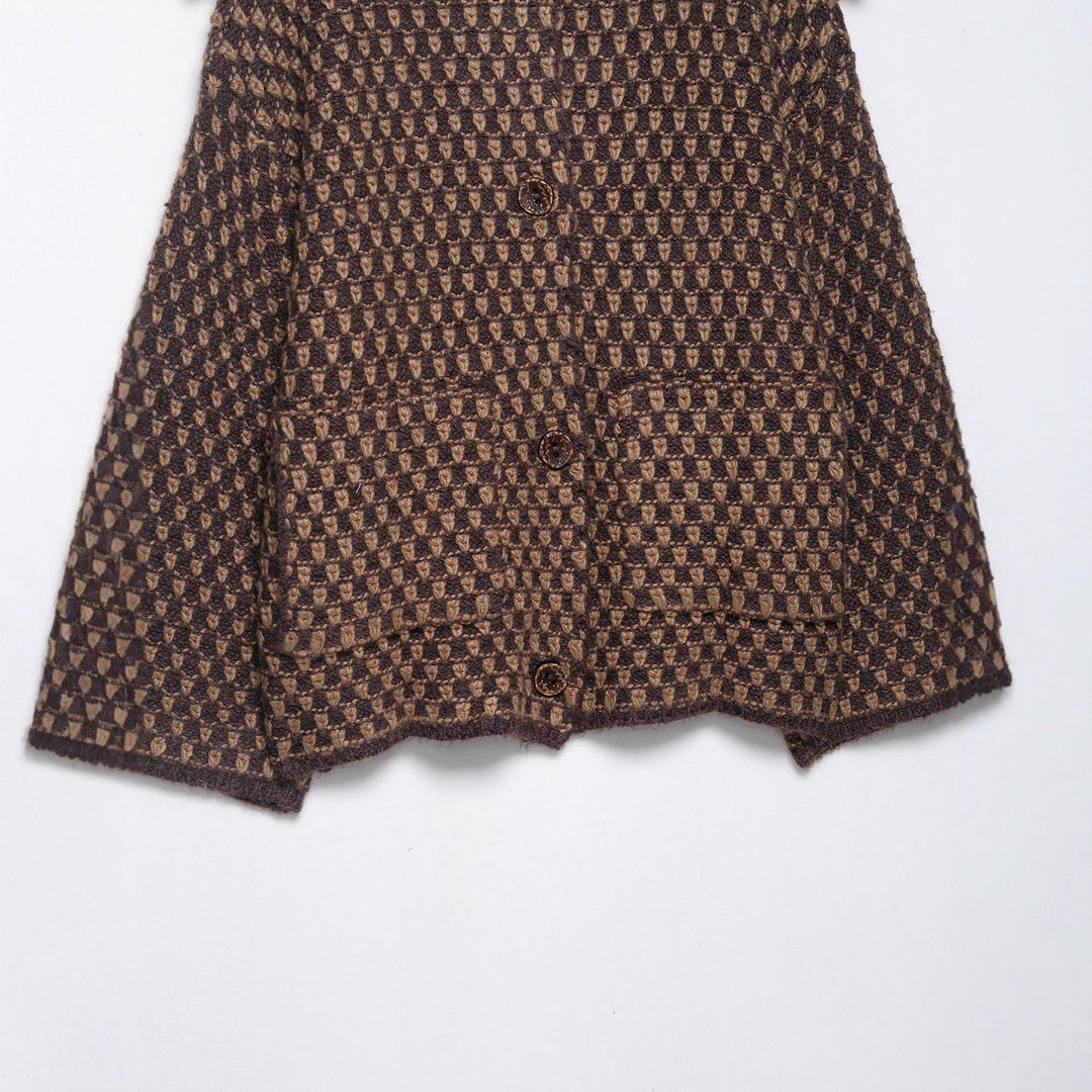 Damen Kurzjacke im Bouclé‑Waffelmuster mit großem Umlegekragen Nord Taschen