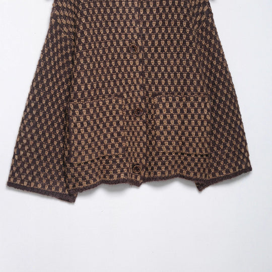 Damen Kurzjacke im Bouclé‑Waffelmuster mit großem Umlegekragen Nord Taschen