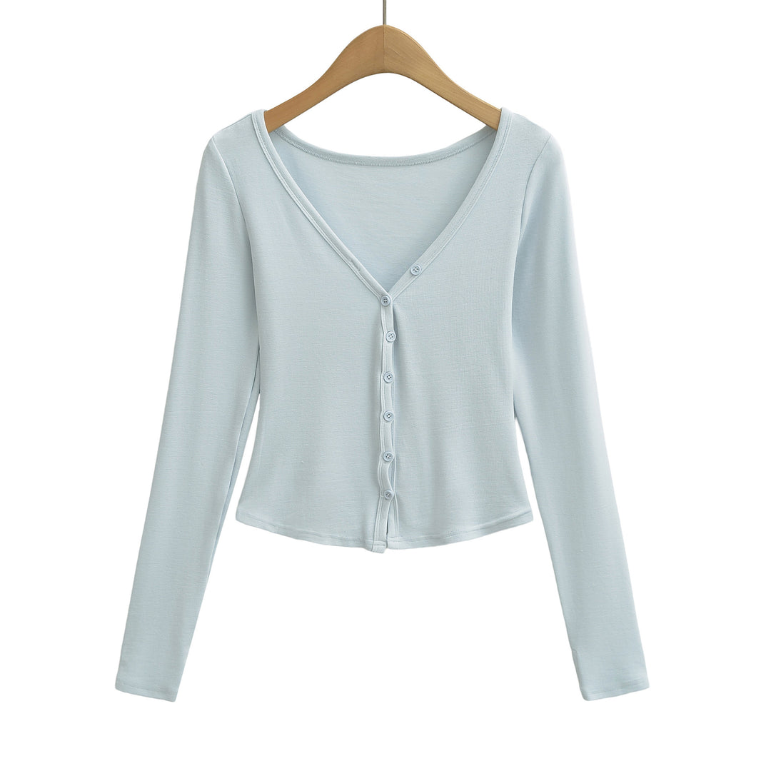 Damen Figurbetontes Layering-Set mit Rollkragen-Longsleeve und asymmetrischer Knopfjacke und ausgestellter High-Waist Hose Nord Taschen