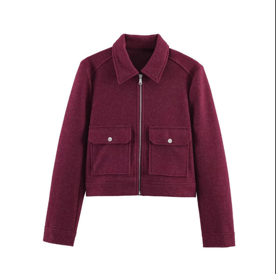 Damen 70+ kurze Wollmix‑Blousonjacke mit Reißverschluss, Hemdkragen und Pattentaschen Nord Taschen