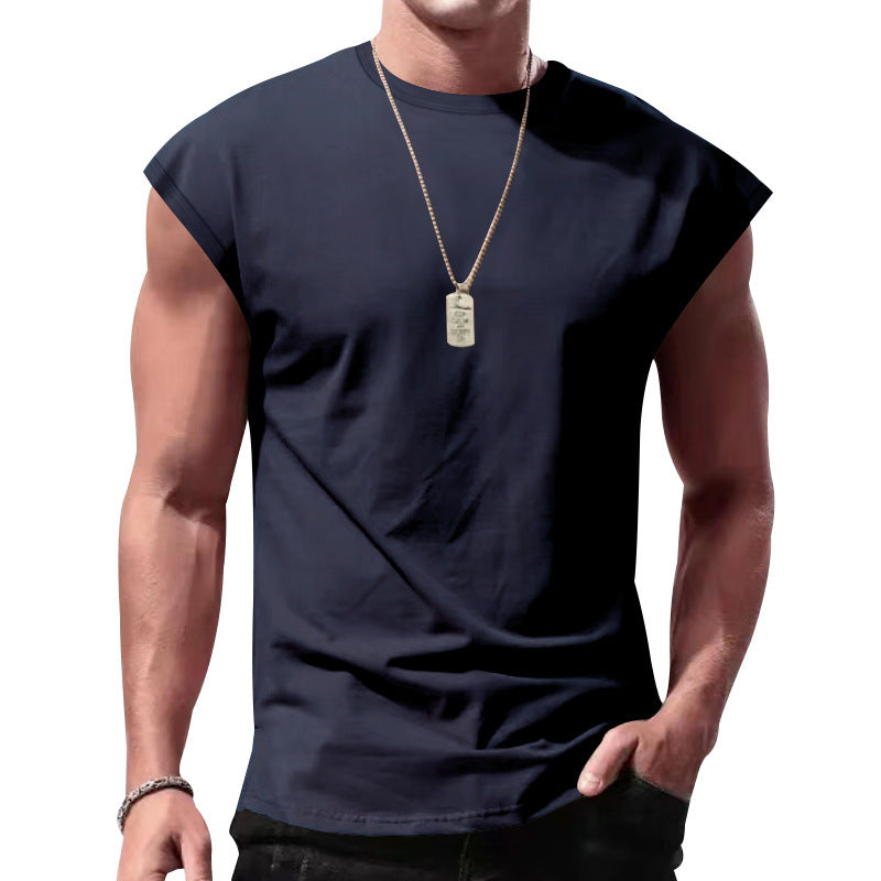 Herren nan lockeres ärmelloses Muskelshirt aus Baumwolljersey mit überschnittener Schulterpartie Nord Taschen