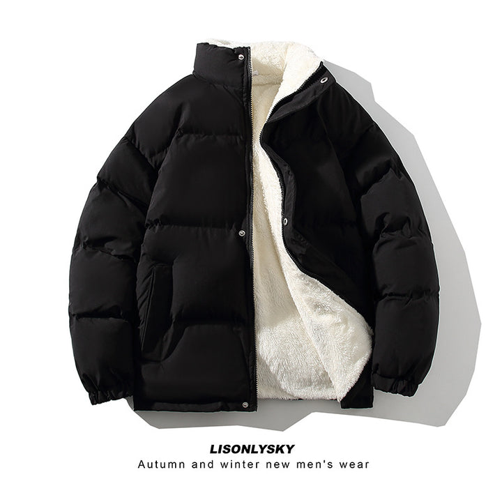 Herren gefütterte Winter-Steppjacke mit Teddyfutter, hohem Stehkragen und verdeckter Druckknopfleiste Nord Taschen