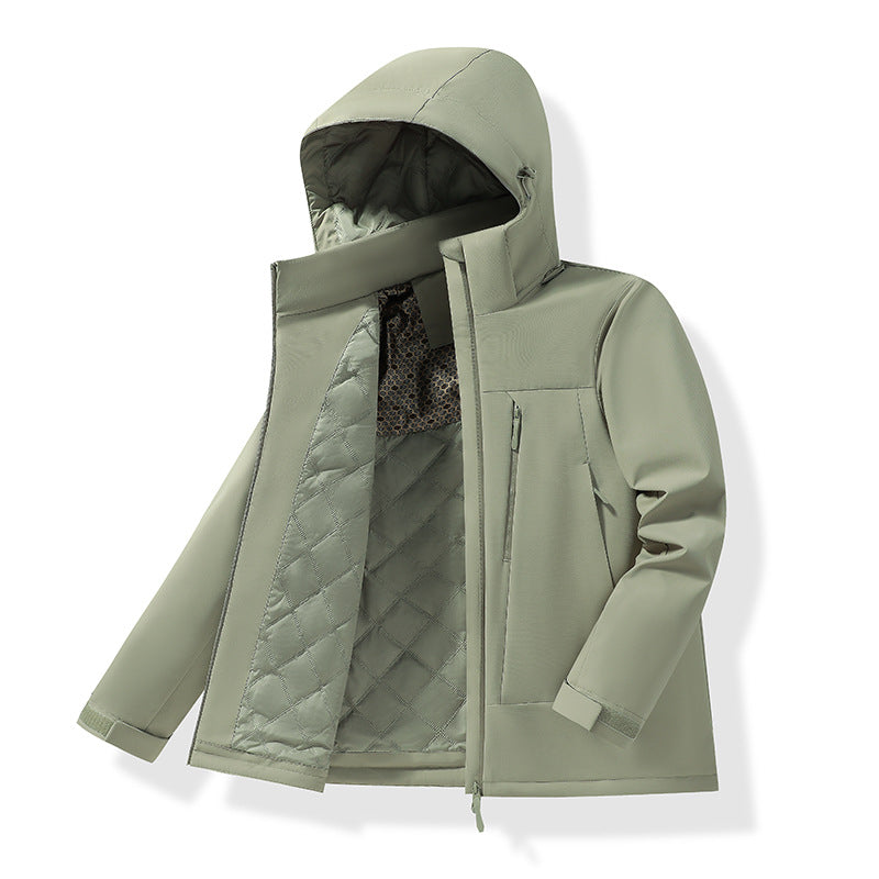 Herren Wasserabweisende gesteppte Thermo-Outdoorjacke mit Kapuze und verdeckten Reißverschlusstaschen Nord Taschen