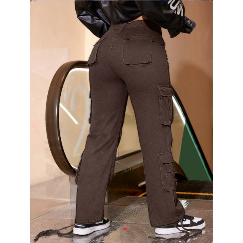 Damen Utility-Cargo-Chino mit Mehrfach-Pattentaschen und Kordelzugsaum Nord Taschen