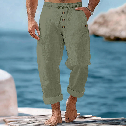 Herren lockere Strandhose mit verstellbarem Kordelzug und praktischen Seitentaschen