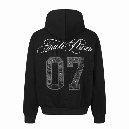 Unisex Kapuzen‑Sweatjacke mit durchgehendem Reißverschluss, Kängurutasche und ornamentalen Siegel‑Prints Nord Taschen