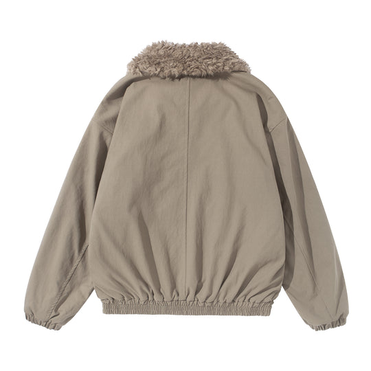 Damen Kurzblouson mit voluminösem Faux‑Fur‑Kragen, Känguru‑Taschen und elastischem Saum Nord Taschen