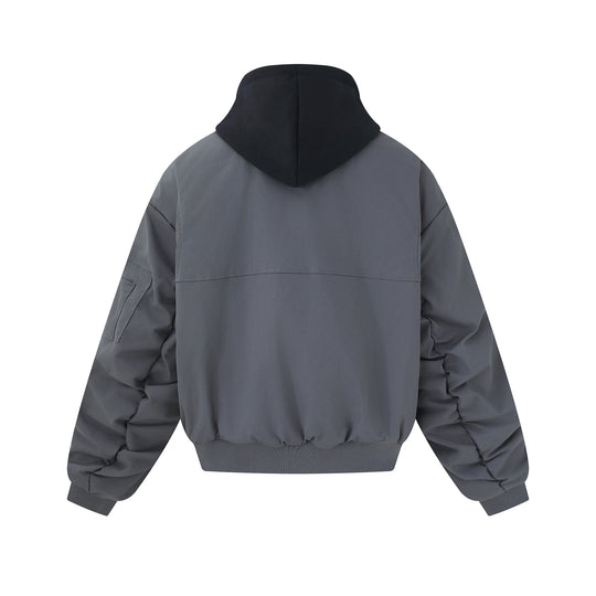 Herren Kurz geschnittener Boxy-Hoodie‑Bomber mit Kapuzen‑Einsatz und Utility‑Taschen Nord Taschen