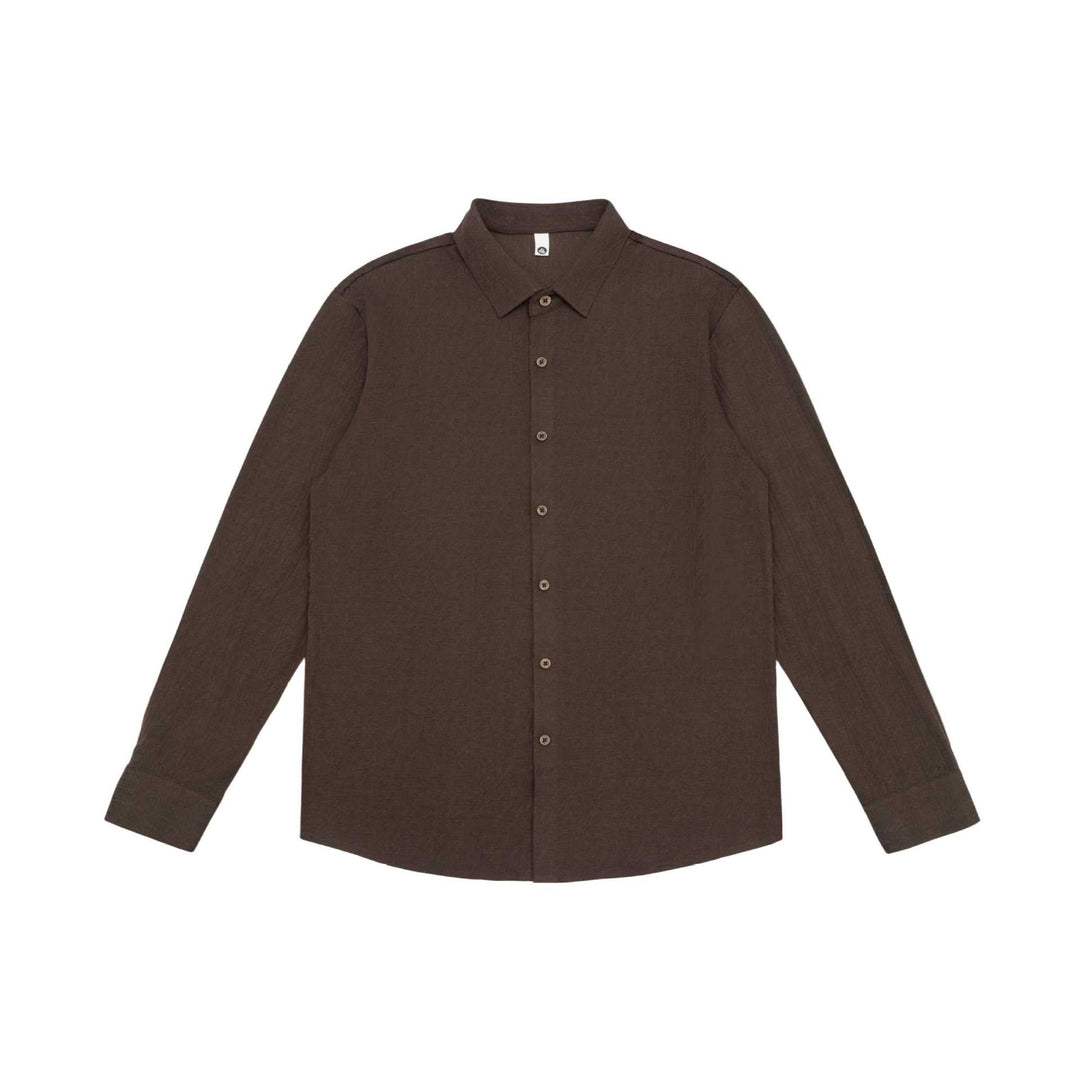 Herren Feines Baumwoll-Twill Hemdjacken‑Style mit Kentkragen und abgerundetem Saum Nord Taschen