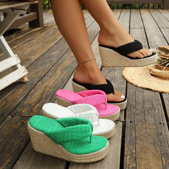 Damen Glamouröse Wedge-Pantoletten mit weich gepolsterter Sohle
