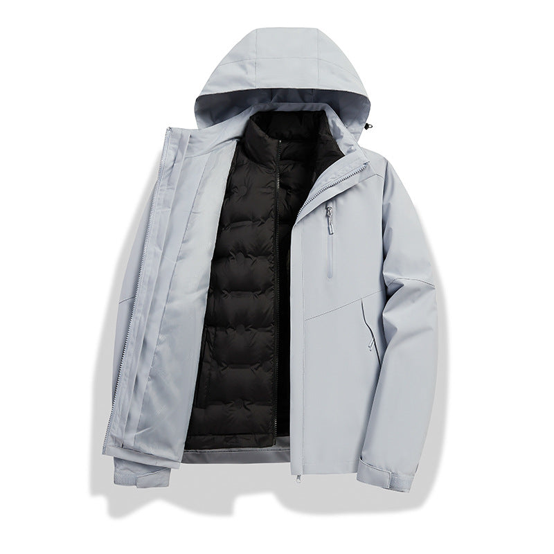 Damen 2-in-1 wasserdichte Winterjacke mit abnehmbarer Daunen-Innenweste Nord Taschen