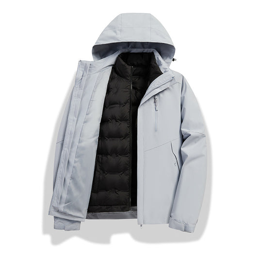 Damen 2-in-1 wasserdichte Winterjacke mit abnehmbarer Daunen-Innenweste Nord Taschen