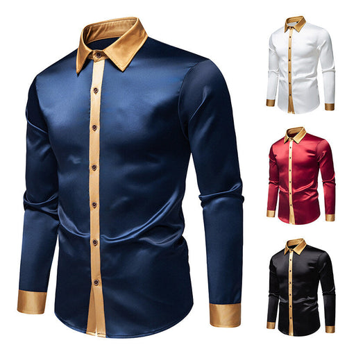 Herren Langarm-Hemd mit modernen Satin-Details