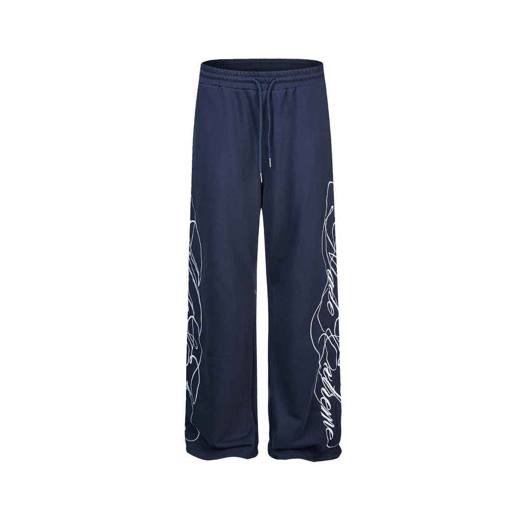 Damen Weiche Loungehose mit weitem Bein, elastischem Bund und Statementdruck Nord Taschen