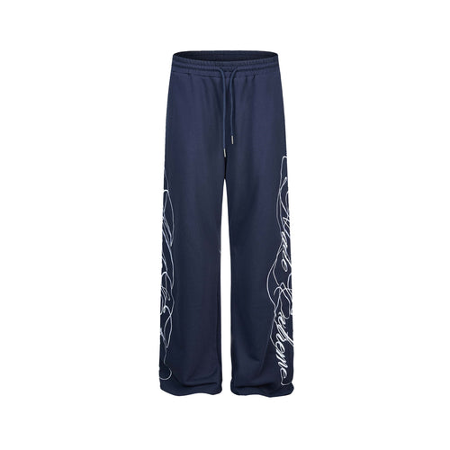 Damen Weiche Loungehose mit weitem Bein, elastischem Bund und Statementdruck Nord Taschen