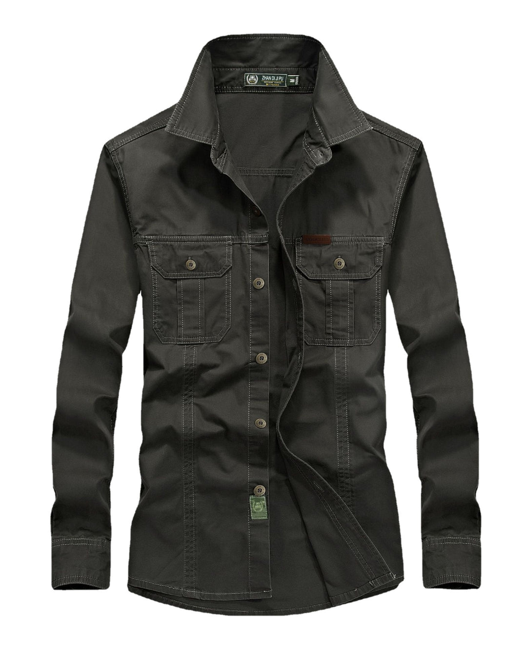 Herren leichtes Canvas-Fieldhemdjacke mit Brustpattentaschen und verstärkten Nähten Nord Taschen