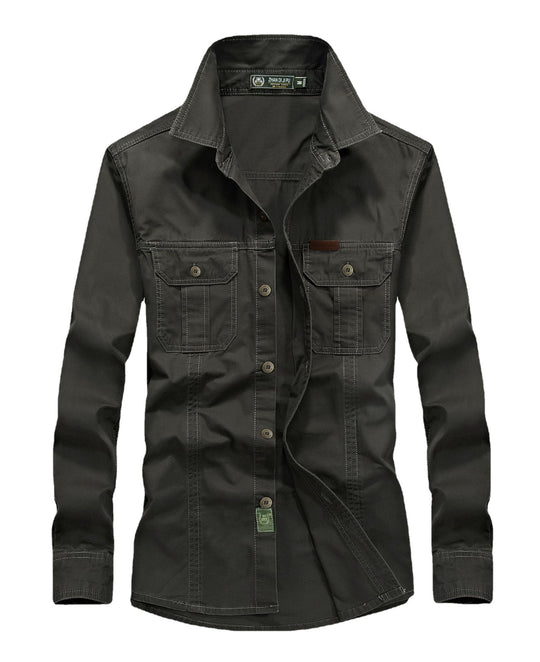 Herren leichtes Canvas-Fieldhemdjacke mit Brustpattentaschen und verstärkten Nähten Nord Taschen