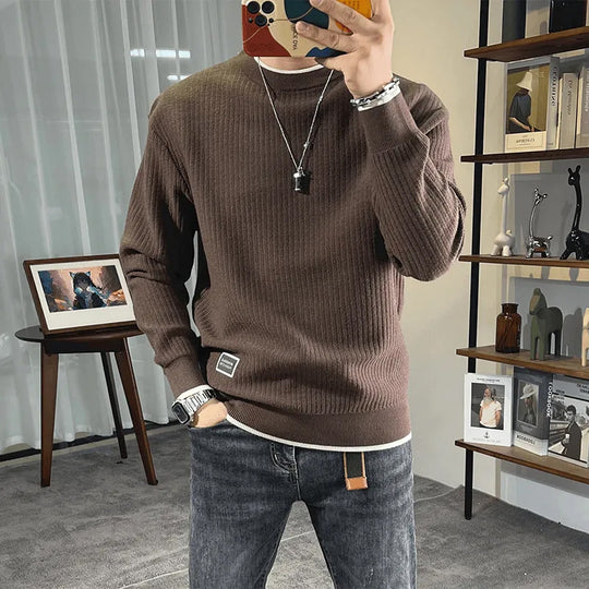 Herren Feinstrick-Ripppullover mit Rundhalsausschnitt und legerer Oversize-Passform Nord Taschen