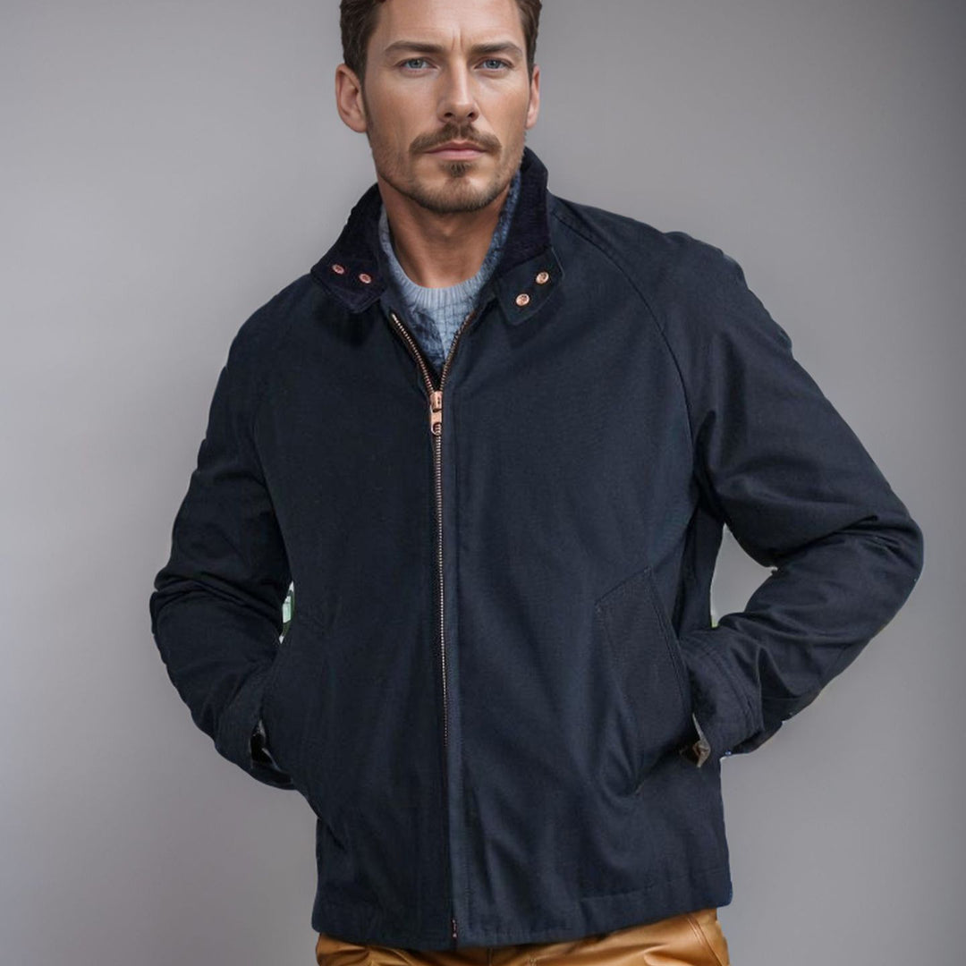 Herren Kurzjacke im Blousonstil mit Cordkragen und Metallreißverschluss Nord Taschen