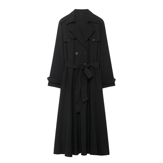 Damen Maxi-Trench mit taillierendem Bindegürtel und doppelter Knopfleiste Nord Taschen