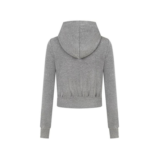 Damen Kurz geschnittene Kapuzenjacke aus Baumwollmix mit zweiseitigem Reißverschluss und Rippbündchen Nord Taschen
