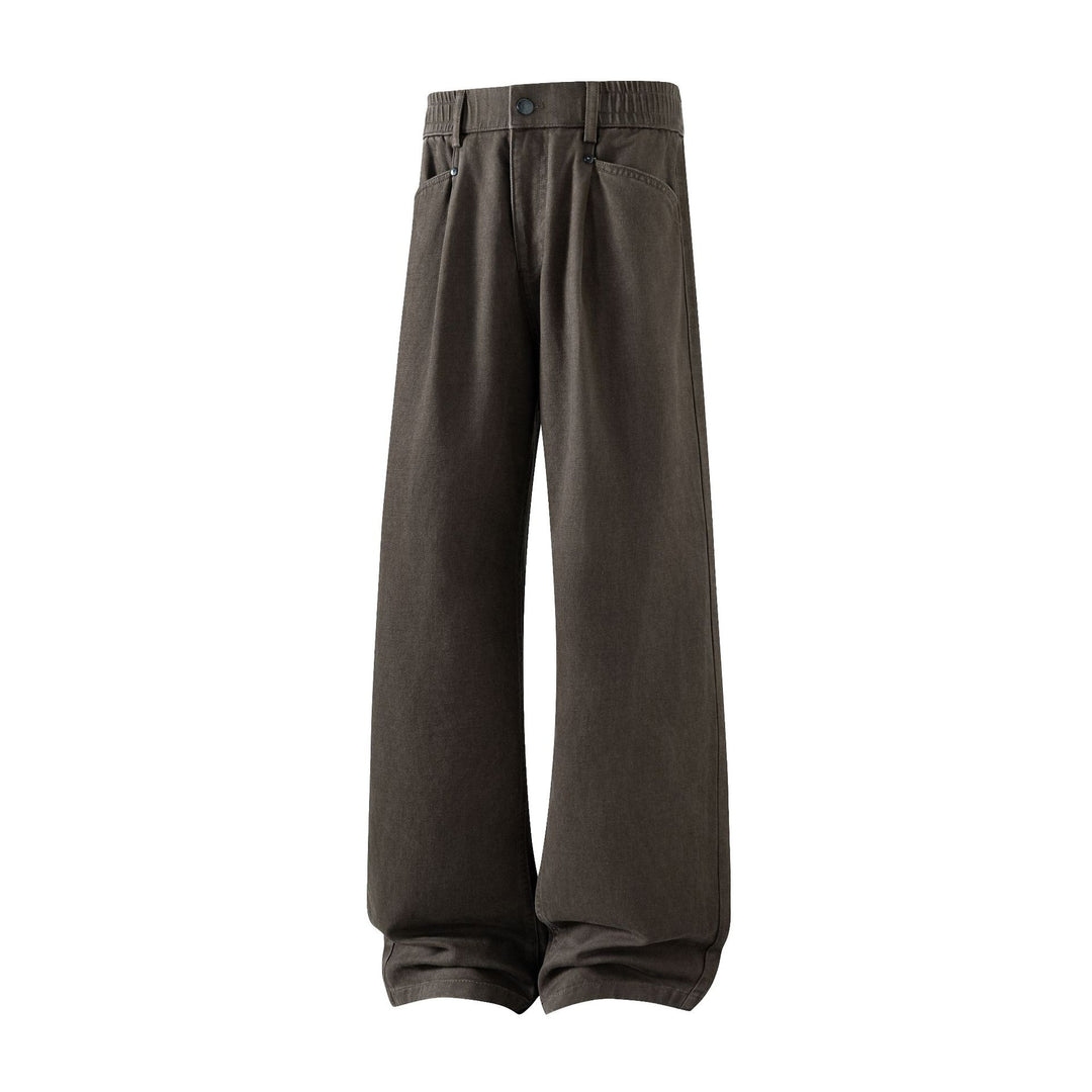 Herren weite Relax-Fit Stoffhose mit hohem Bund und geradem Bein Nord Taschen