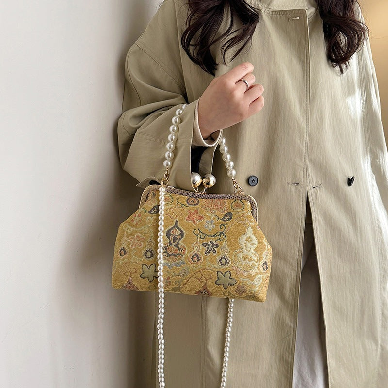 Damen elegante Clutch mit exquisite Perlenverzierung Nord Taschen