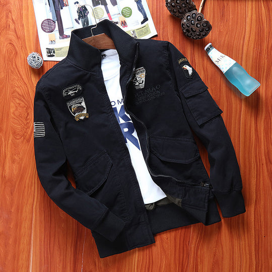 Herren Canvas-Fliegerblouson mit Frontklappentaschen, Ärmeltasche und Rippbündchen Nord Taschen
