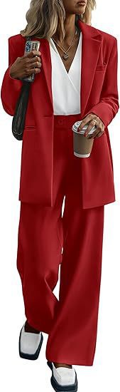 Damen elegantes Anzug-Set mit weitem Hosenbein und modernem Blazer