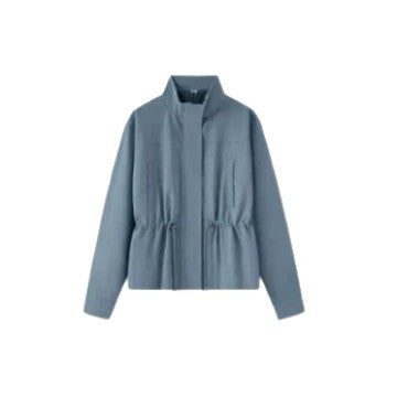Damen Leichte Taillierte Übergangsjacke mit Stehkragen, Tunnelzug und verdecktem Verschluss Nord Taschen