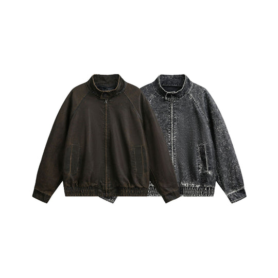Herren Kurz geschnittener Vintage‑inspirierter Lederoptik‑Blouson mit hohem Stehkragen Nord Taschen