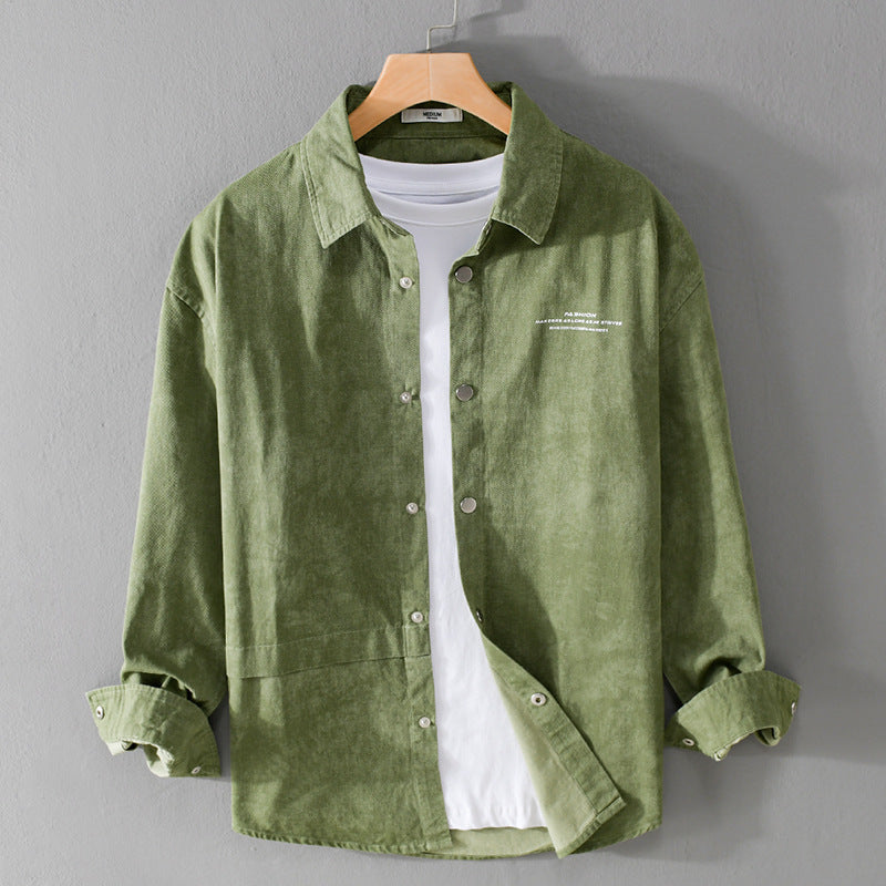 Herren Samtiges Cord-Overshirt mit Druckknopfleiste und Relaxed-Fit Nord Taschen