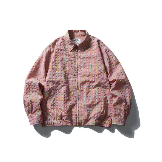Herren Karierte Harrington‑Jacke mit Reißverschluss, Hemdkragen und elastischem Saum Nord Taschen