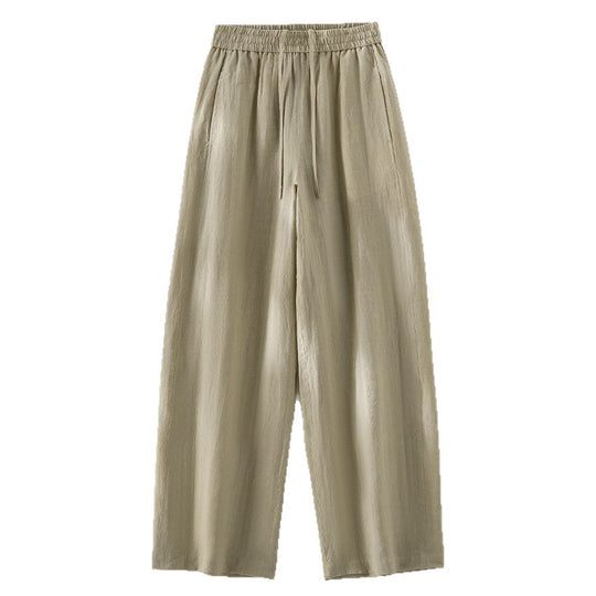Damen Weite Leinen‑Optik Palazzohose mit elastischem Bund und fließender Silhouette Nord Taschen