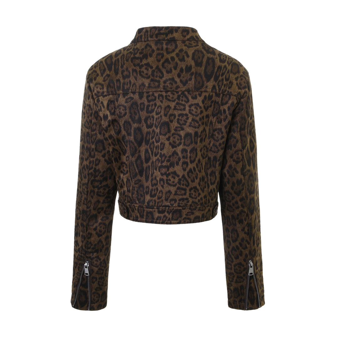 Damen Kurze Taillierte Wildlederoptik Jacke mit Stehkragen Nord Taschen